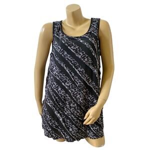 Style & Co Tunic Tank Top Womens XL Animal Print Sleeveless Ruffle Stretch